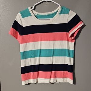 J. Crew Teal and Cream Knit Top